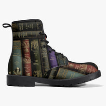 Load image into Gallery viewer, Vintage Books Combat Boots - Dark Academia Aesthetic Shoes - Librarian Boots (JPVINBOOKS)
