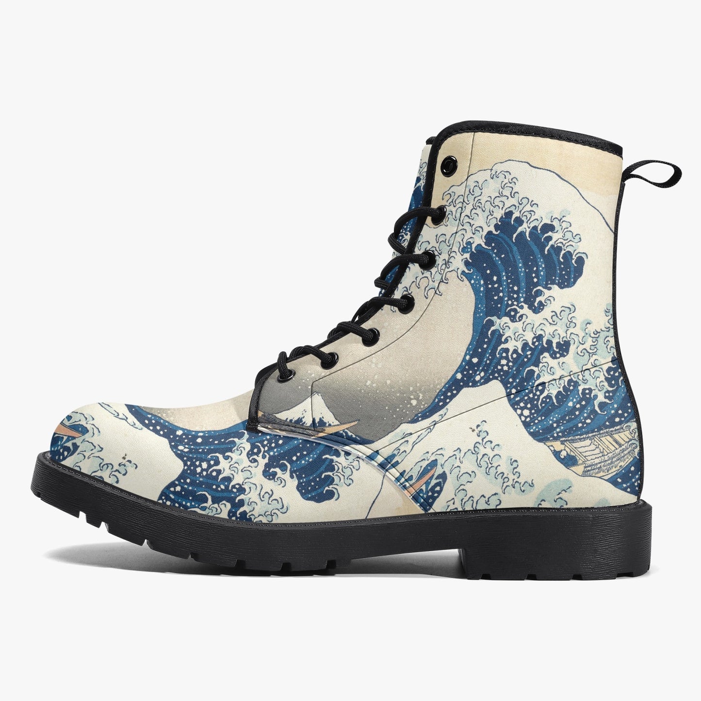 The Great Wave Boots - Vegan Leather Combat Boots (JPREG32)