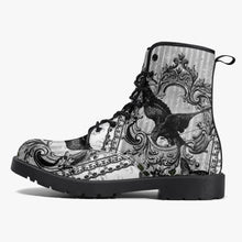 Load image into Gallery viewer, Gothic Raven Black and white Vegan leather Combat Boots - Raven boots  (JPREG61)
