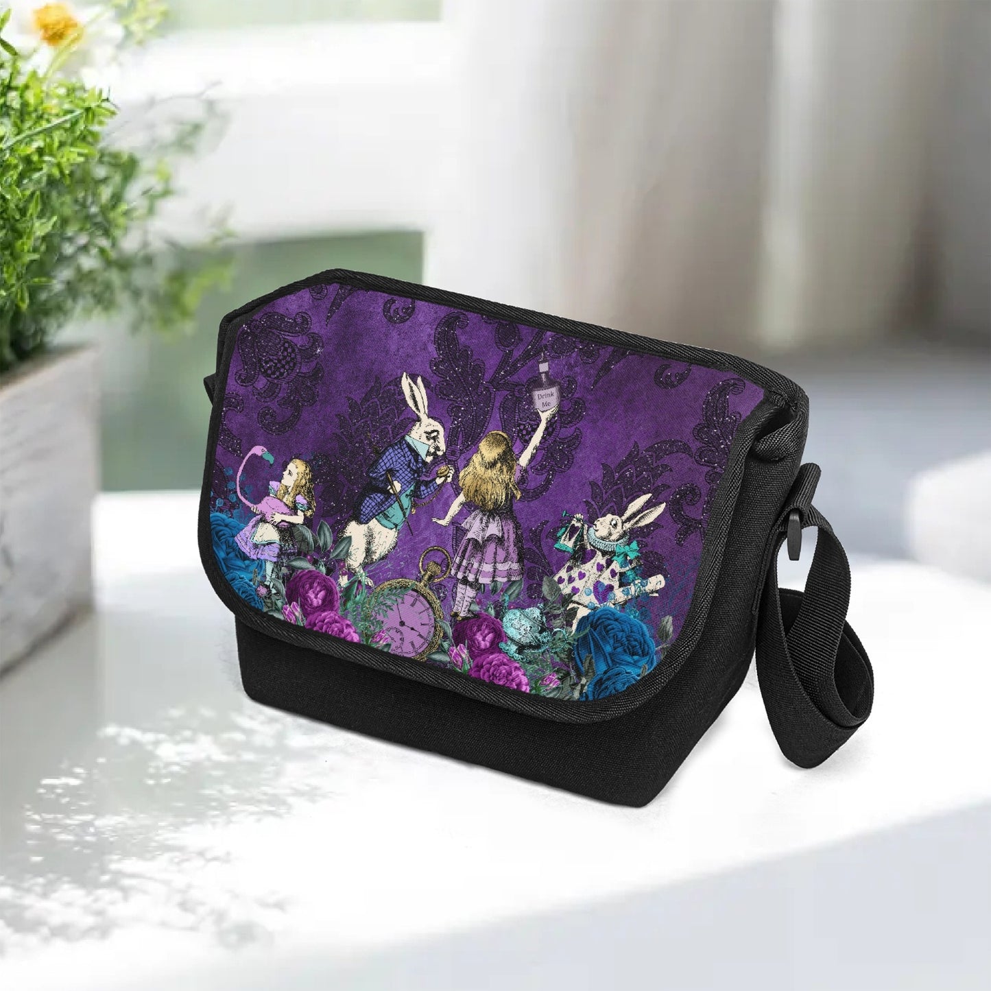 Alice in Wonderland Purple Messenger Bag - Gothic Alice (JPMESSDA)