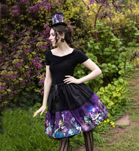 Load image into Gallery viewer, Alice in Wonderland Full Skirt - Dark Alice Gothic Rockabilly Full Skirt
