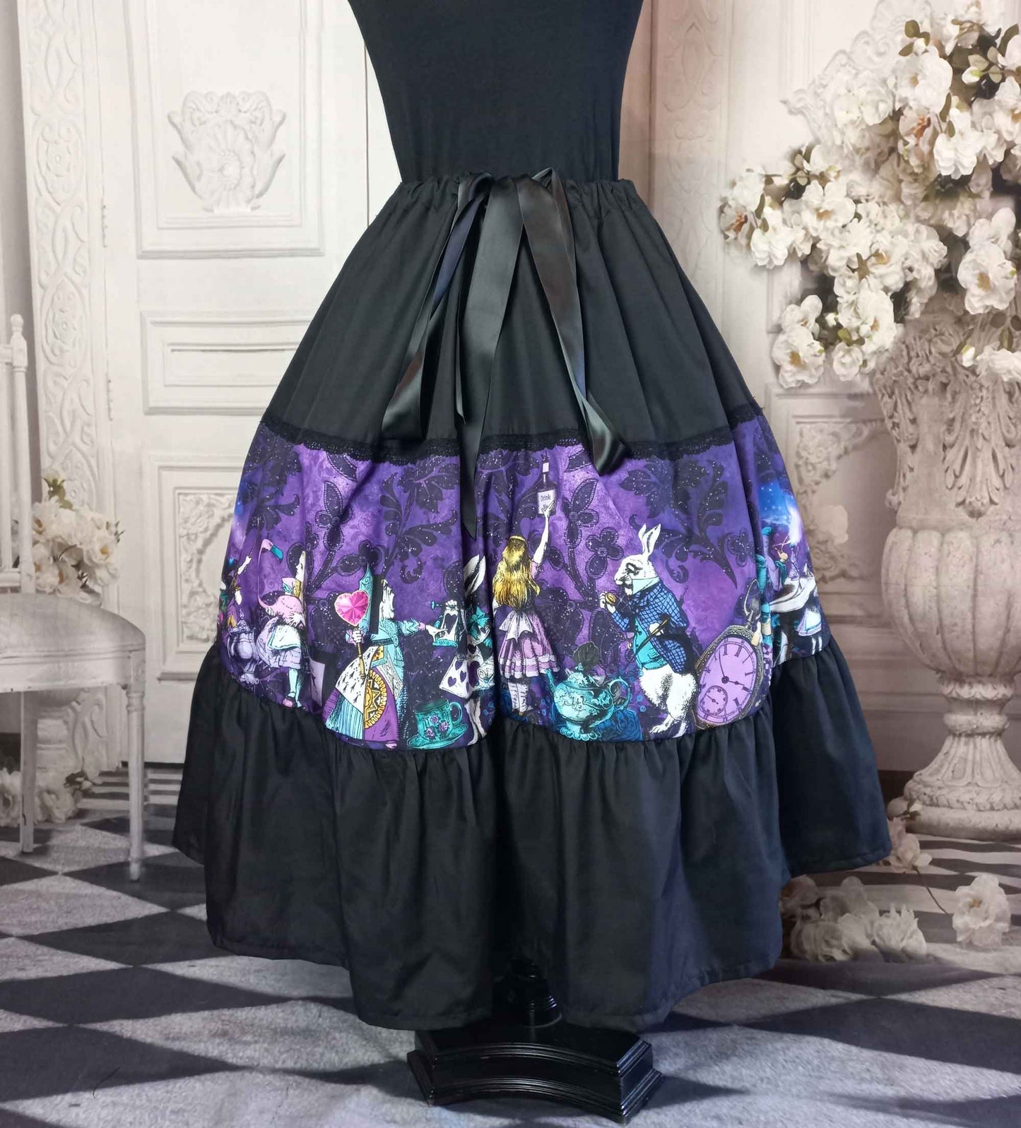 Alice in Wonderland - Dark Alice Purple and Turqoise Full Skirt