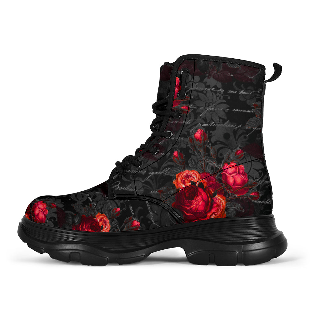 Red Roses and Writing Chunky Boots (REG45)