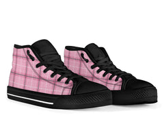Pink Tartan Black Sole High top Sneakers (EL24)