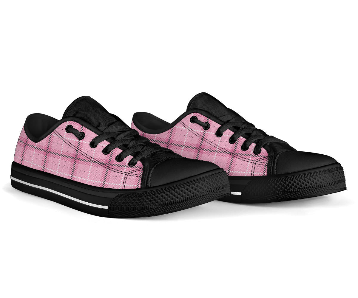 Pink Tartan Black Sole High top Sneakers (EL24)