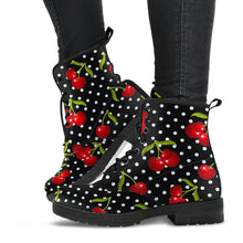Load image into Gallery viewer, Rockabilly Red Cherries Vegan Leather boot
