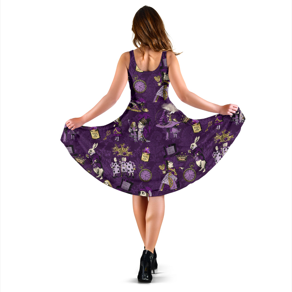 Alice in Wonderland Sun Dress with pockets - Purple Alice Summer Party Dress (DRA5)