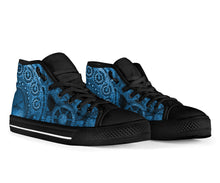Load image into Gallery viewer, Bright Blue Steampunk Clockwork Hi Top Sneakers (SNSTEAM2)
