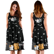 Load image into Gallery viewer, Cute Kitty Cats Sun Dress with Pockets - Cat Lover Summer Party Dress (DRCAT1)
