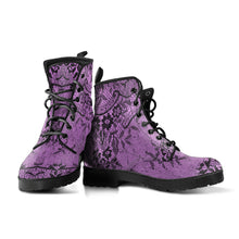 Load image into Gallery viewer, Pink and Black Lace Vegan Leather Combat Boots (REG23)

