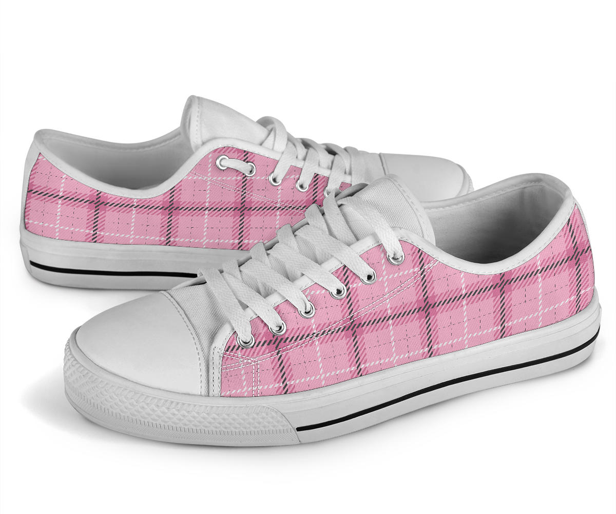 Pink Tartan Black Sole High top Sneakers (EL24)