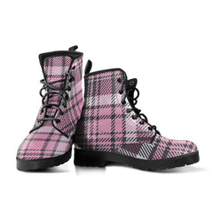 Pink Tartan Lace Up Combat Boots (RE101)