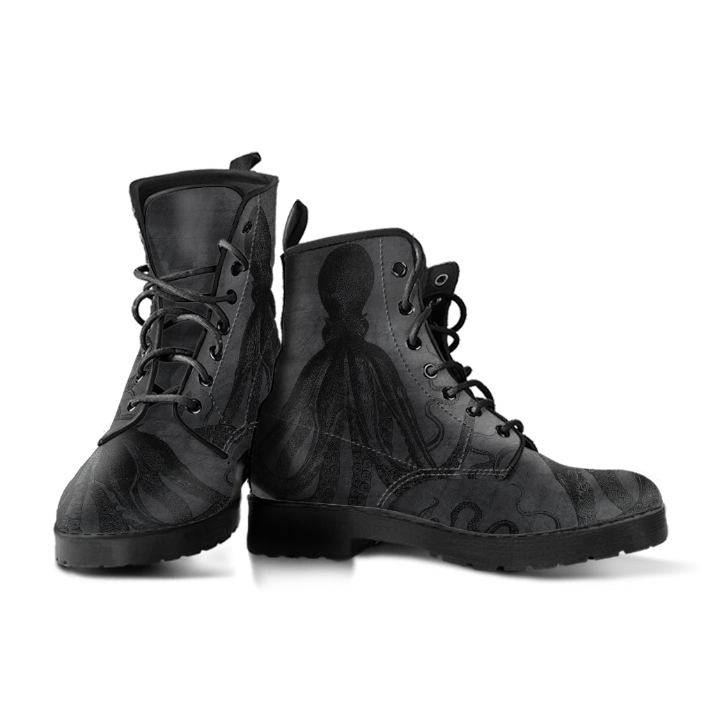 Cthullu Steampunk Vegan Leather Combat Boots (REG62a)