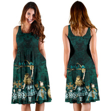 Load image into Gallery viewer, Alice in Wonderland Mad Hatter Tea Party Dress - Bottle Green Alice Dress - (DR5)
