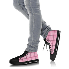 Pink Tartan Black Sole High top Sneakers (EL24)
