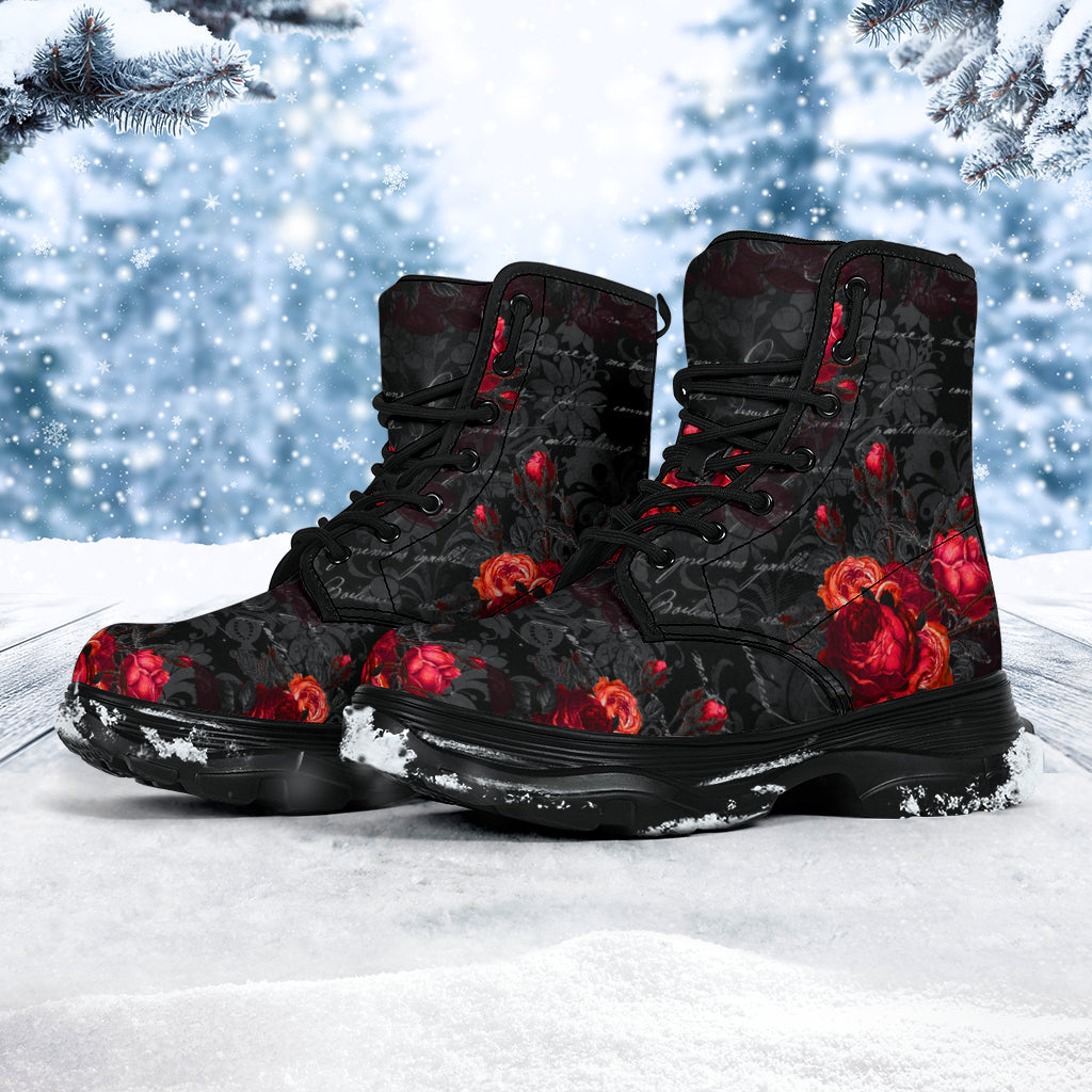 Red Roses and Writing Chunky Boots (REG45)