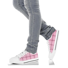 Load image into Gallery viewer, Pink Tartan Black Sole High top Sneakers (EL24)
