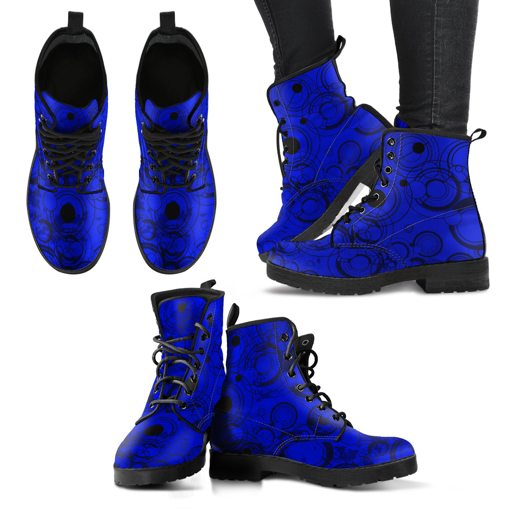 Doctor Who Gallifreyan Blue Vegan Leather Combat Boots (REG56)