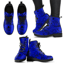 Load image into Gallery viewer, Doctor Who Gallifreyan Blue Vegan Leather Combat Boots (REG56)
