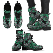 Load image into Gallery viewer, Gothic Raven Green Vegan Leather Combat Boots (REG60))
