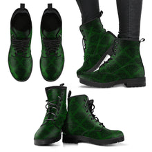 Load image into Gallery viewer, Dark Bottle Green Gothic Damask Vegan Leather Combat Boots (REG39)
