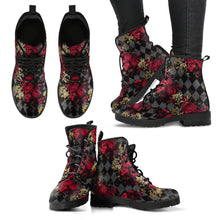 Load image into Gallery viewer, Gothic Roses and Diamonds - Harlequin and Roses Goth Boots (REG2)
