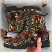 Load image into Gallery viewer, Steampunk Ephemera Blood Red Gothic Horror Combat Boots (REGSH1)
