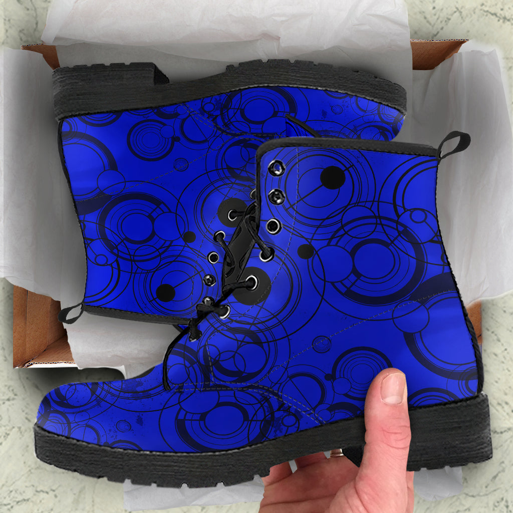 Doctor Who Gallifreyan Blue Vegan Leather Combat Boots (REG56)