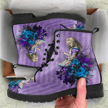 Load image into Gallery viewer, Alice in Wonderland Purple Vegan Leather Combat Boots (REG54)
