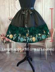 Alice in Wonderland Full Skirt - Green Gothic Rockabilly Full Skirt