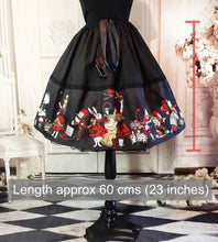 Load image into Gallery viewer, Alice in Wonderland Full Skirt - Red and Gold Gothic Rockabilly Full Skirt
