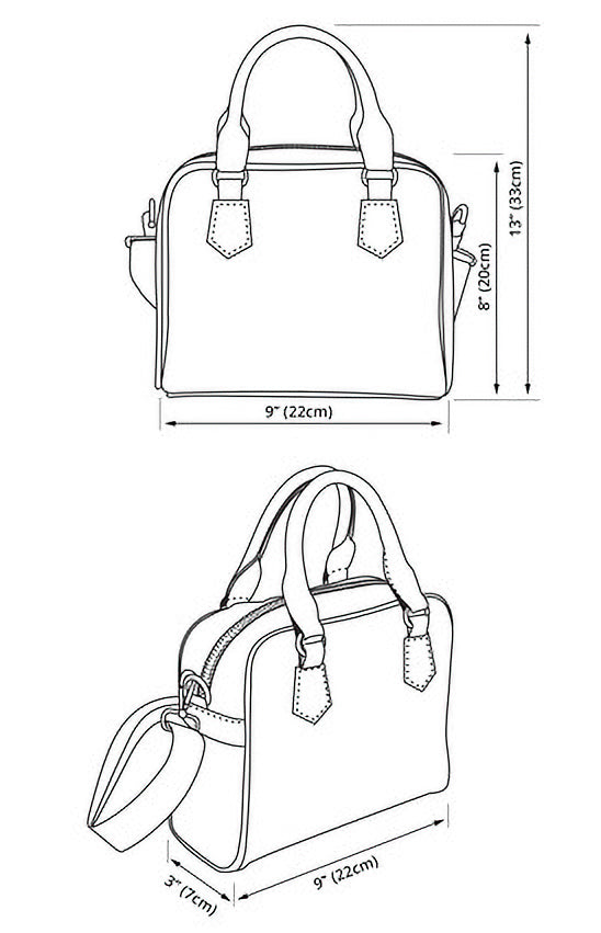 Alice in Wonderland Navy and Pastel Blue Shoulder Handbag - Alice and the Baby Pig - Vegan Leather Alice in Wonderland Bag - (JPHBBA)
